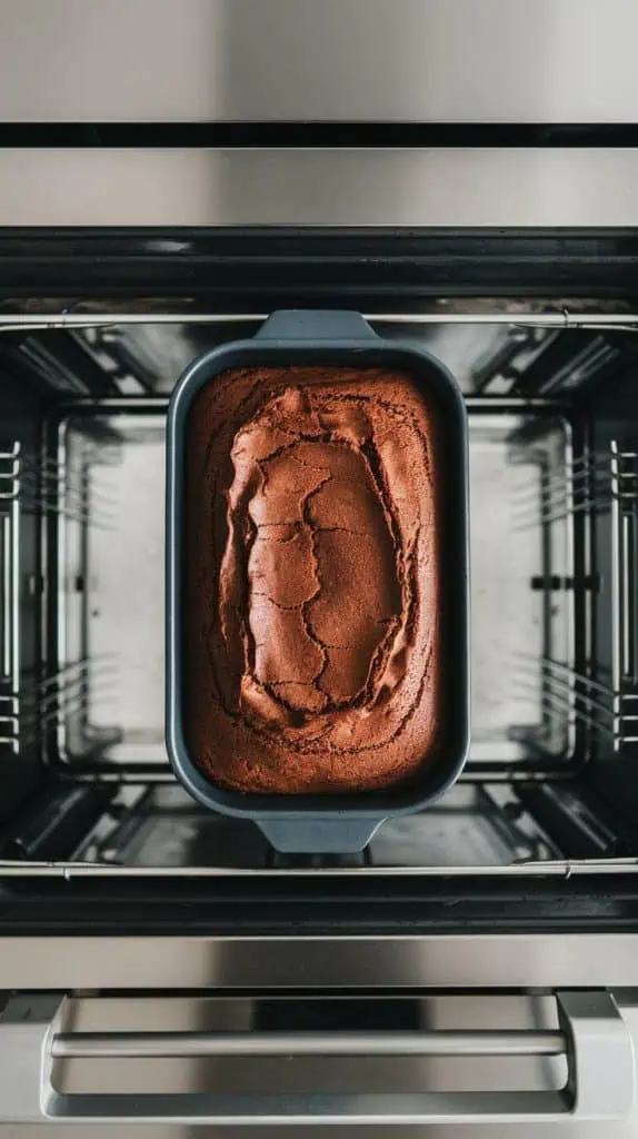 a rich, chocolate cake baked in a rectangular dish