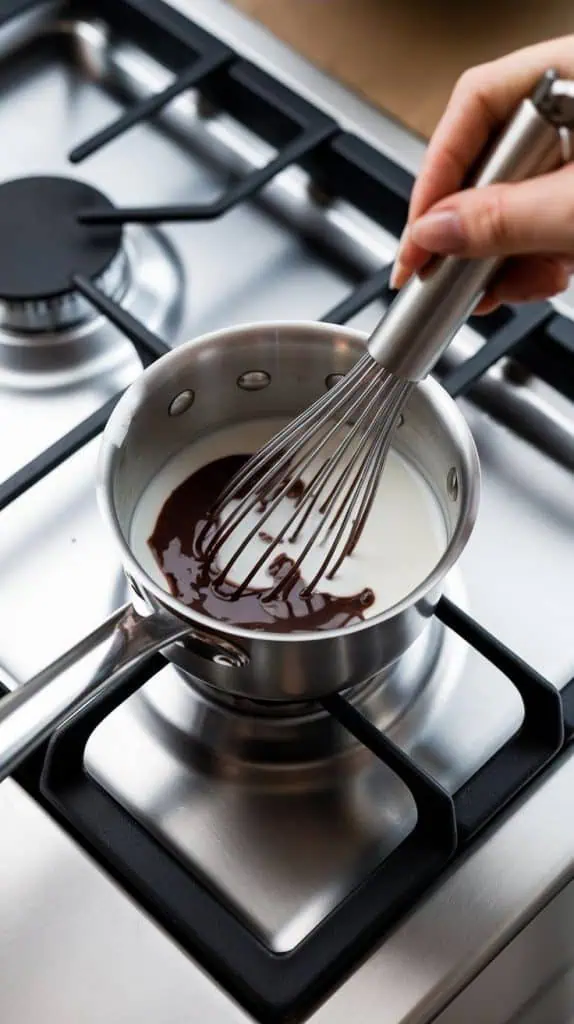 a small saucepan on a modern stainless steel gas stove