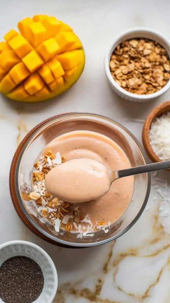 Mango Lassi Cottage Cheese Smoothie Bowl