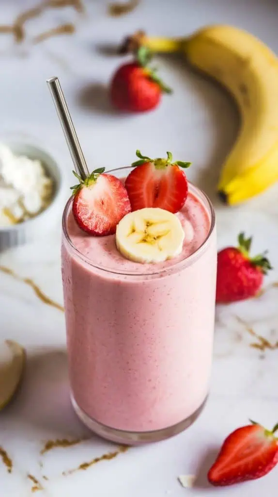 Cottage Cheese Strawberry Banana Smoothie