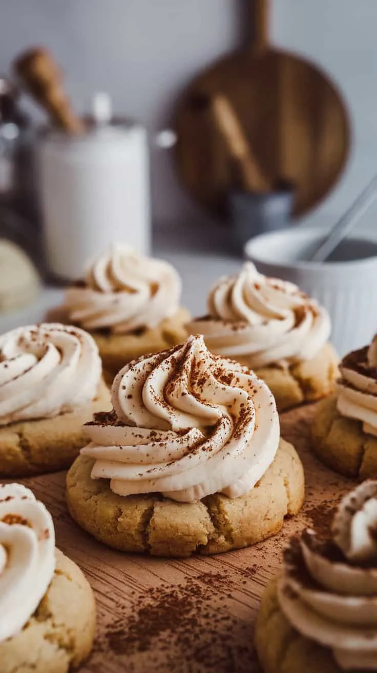 Delicious coffee sugar cookies with vanilla buttercream frosting