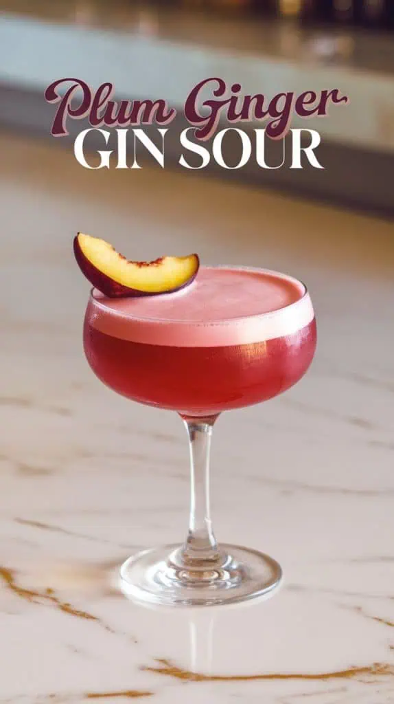 Plum Ginger Gin Sour Cocktail
