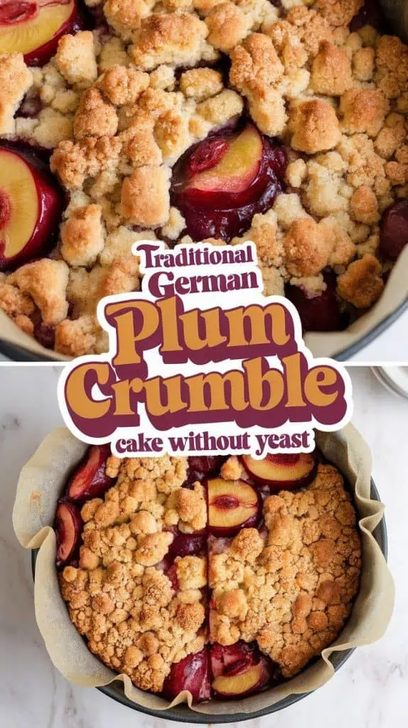 Traditional German Plum Crumble Cake Without Yeast