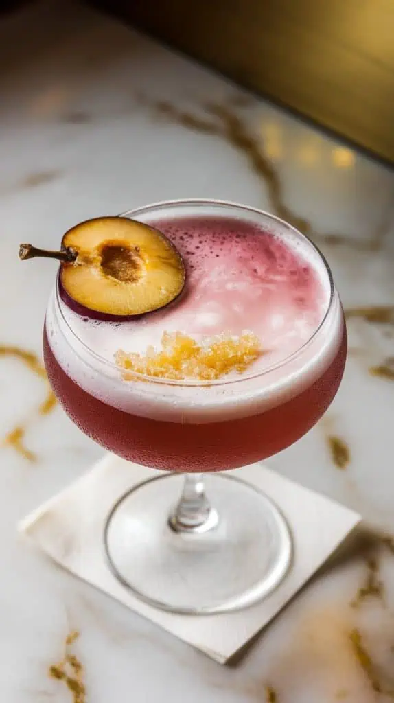 Plum Ginger Gin Sour Cocktail
