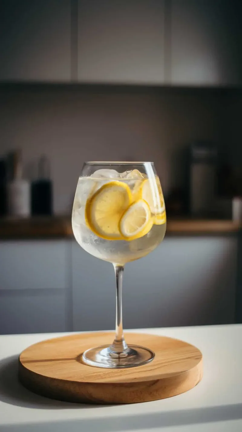 A glass of Limoncello Spritz with lemon slices