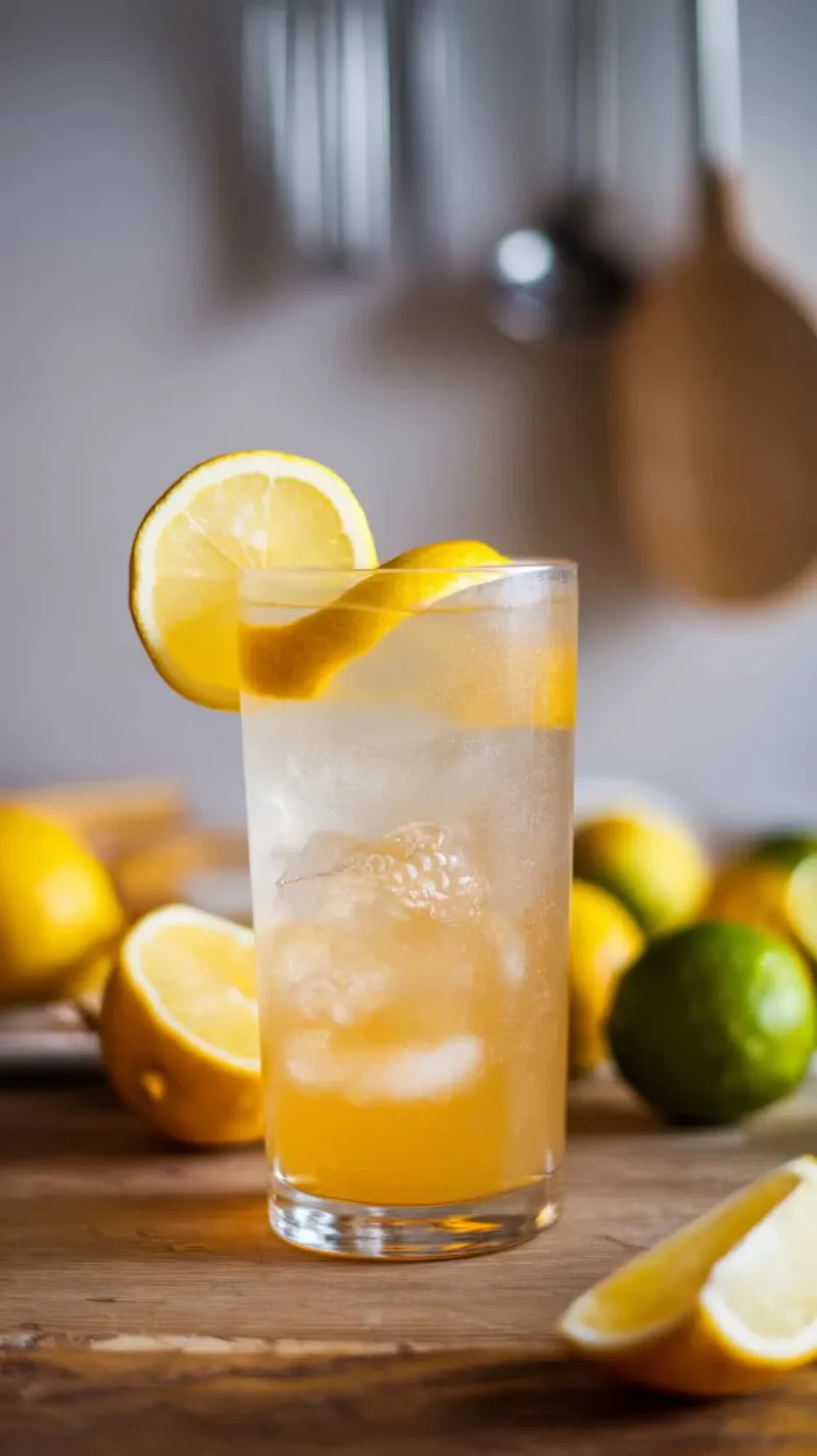A refreshing Limoncello Gin Collins cocktail garnished with lemon slices.