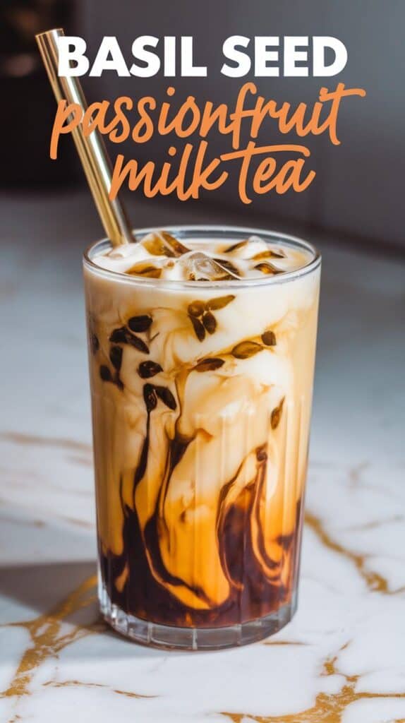 Basil Seed Passionfruit Milk Tea