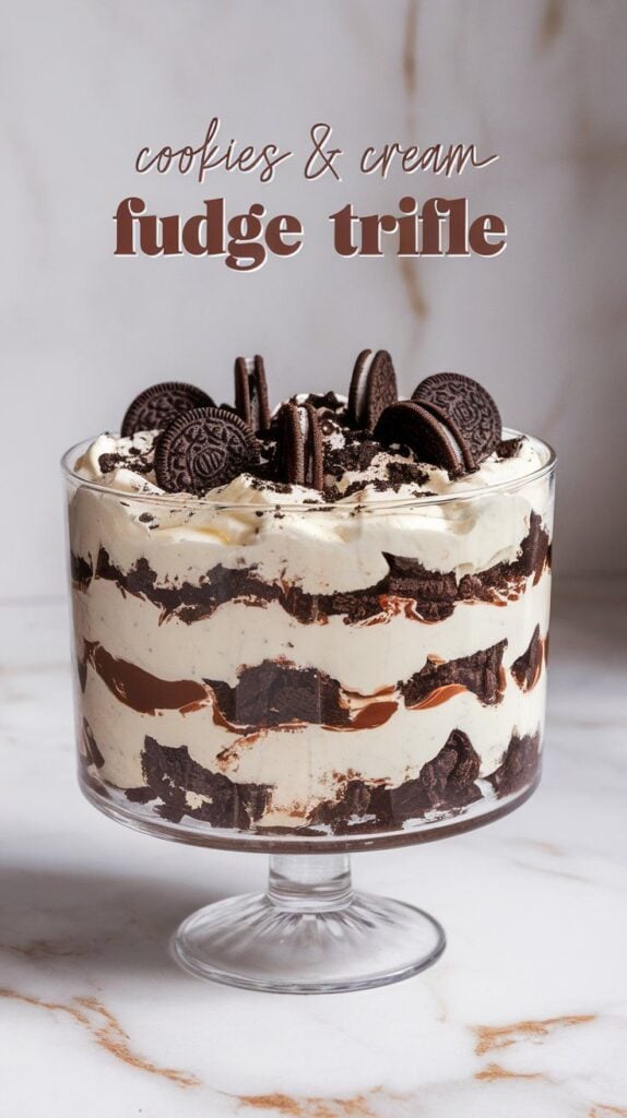 Cookies and Cream Fudge Trifle