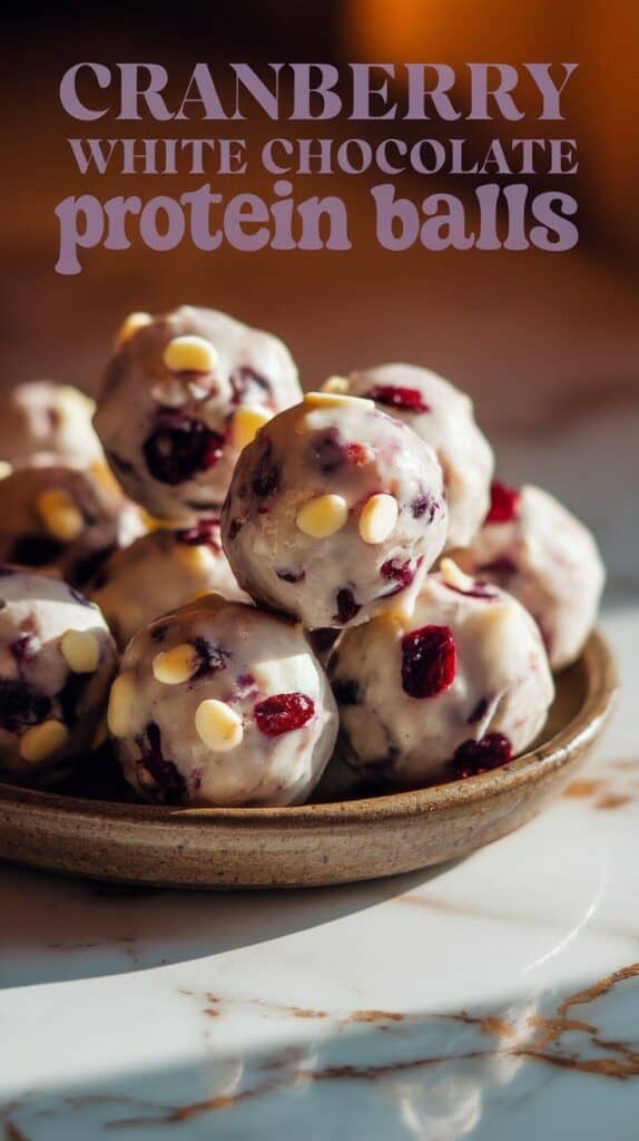 Cranberry White Chocolate Protein Balls