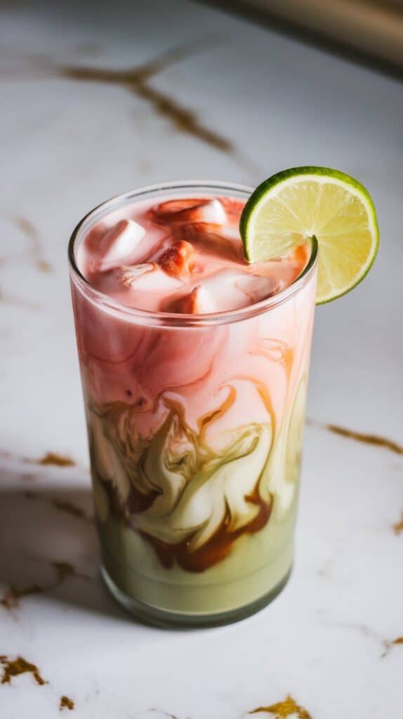 Guava Coconut Milk Tea – Tropical guava juice and creamy coconut milk over green tea.