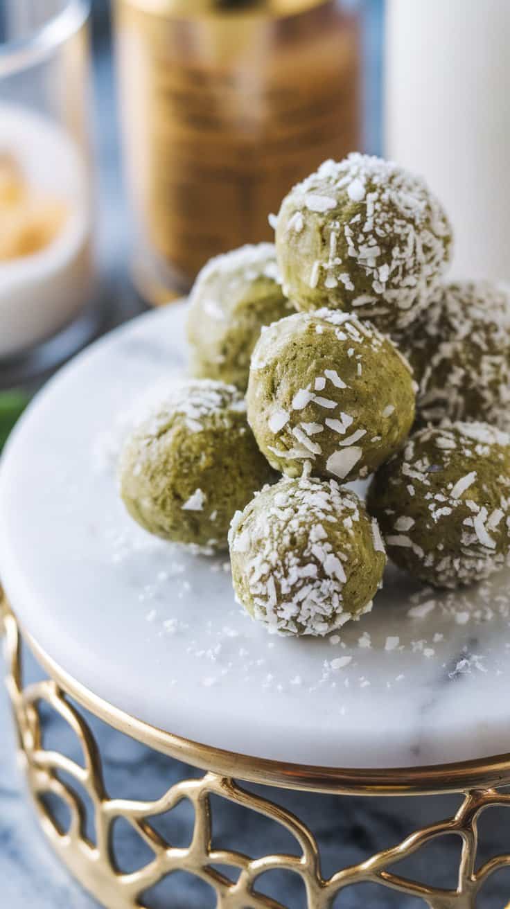 Matcha Coconut Protein Balls