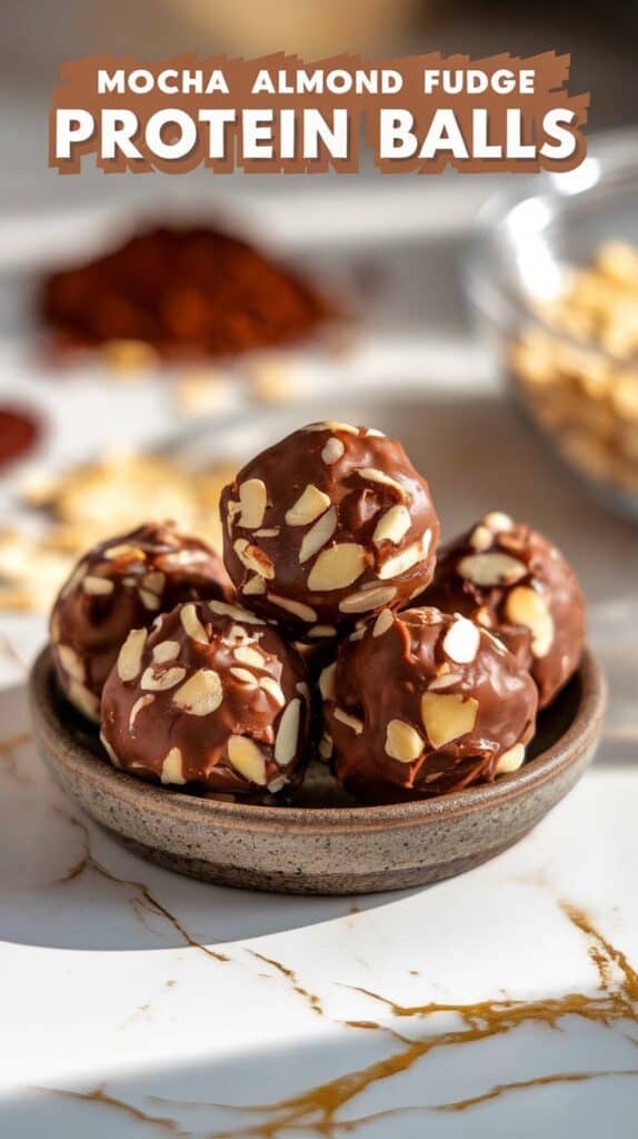 Mocha Almond Fudge Protein Balls