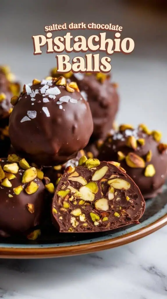Salted Dark Chocolate Pistachio Balls