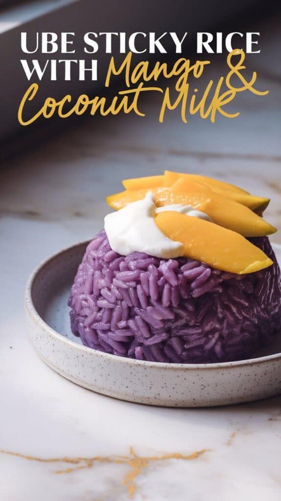 Ube Sticky Rice with Mango and Coconut Milk