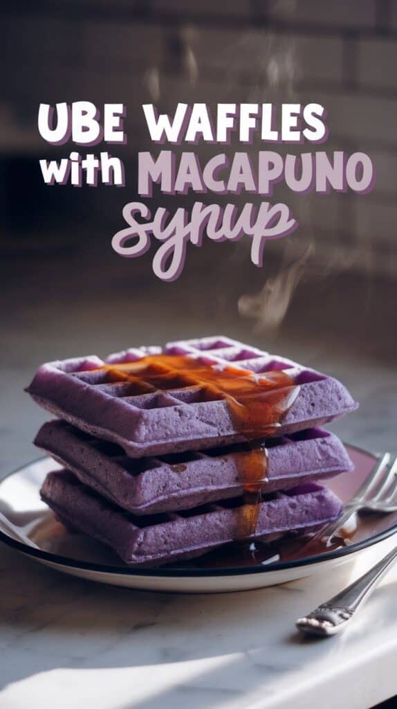 Ube Waffles with Macapuno Syrup