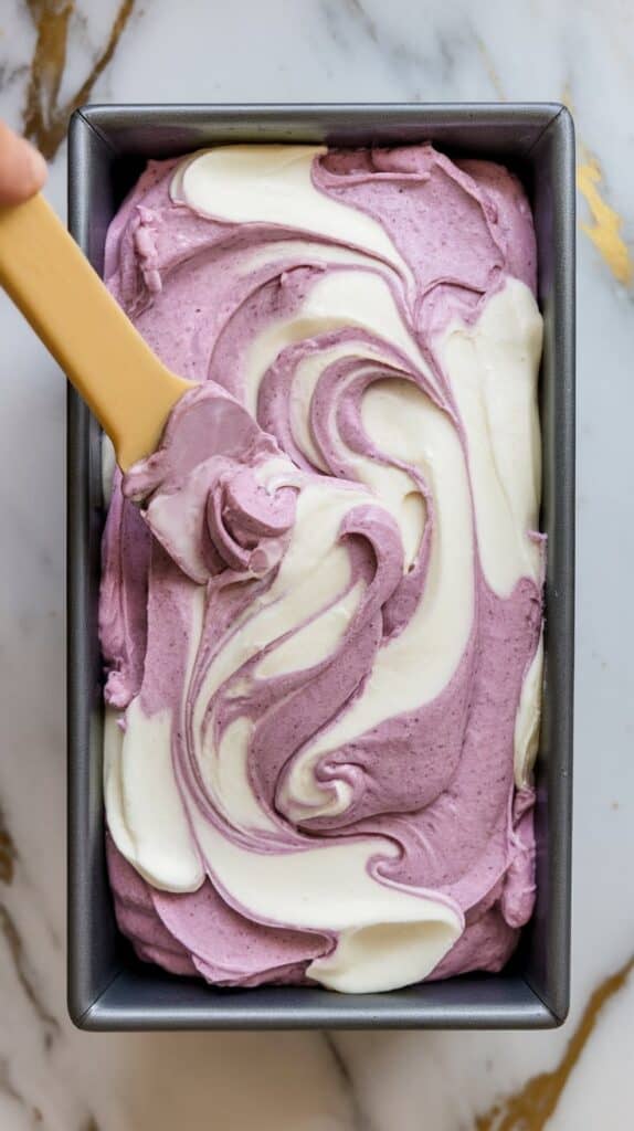 Ube Ice Cream with Coconut Swirl