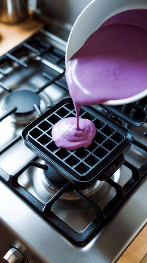 Ube Waffles with Macapuno Syrup