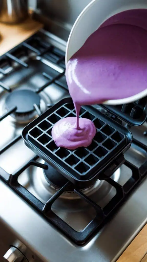 Ube Waffles with Macapuno Syrup