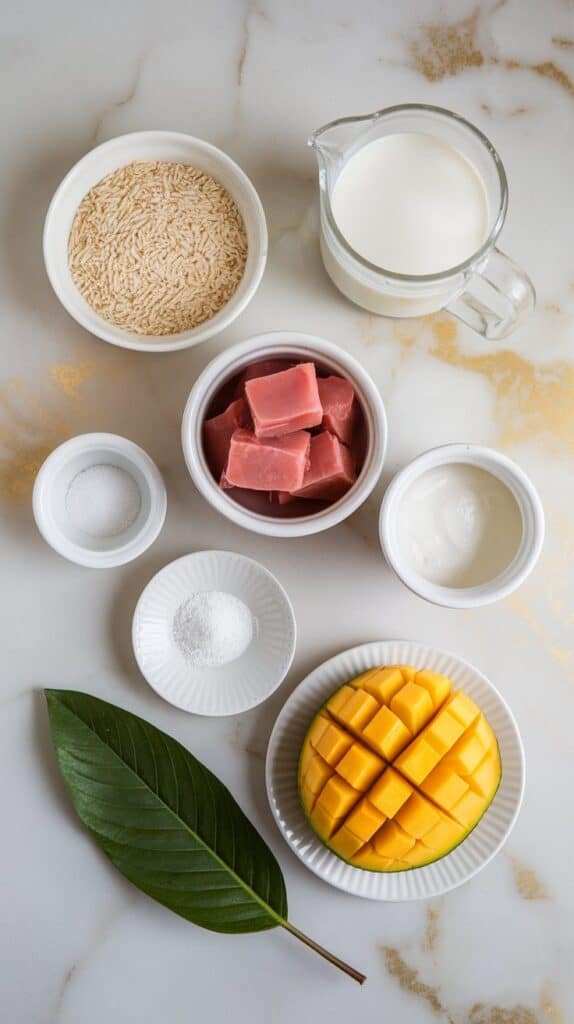 Ube Sticky Rice with Mango and Coconut Milk