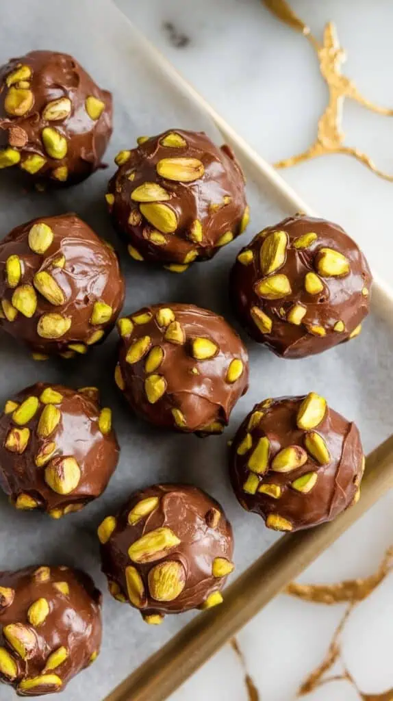 Salted Dark Chocolate Pistachio Balls