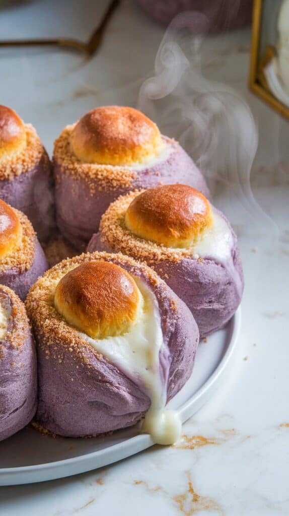 Ube Pandesal with Cheese Filling