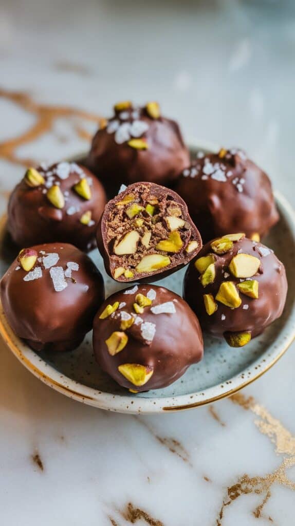 Salted Dark Chocolate Pistachio Balls