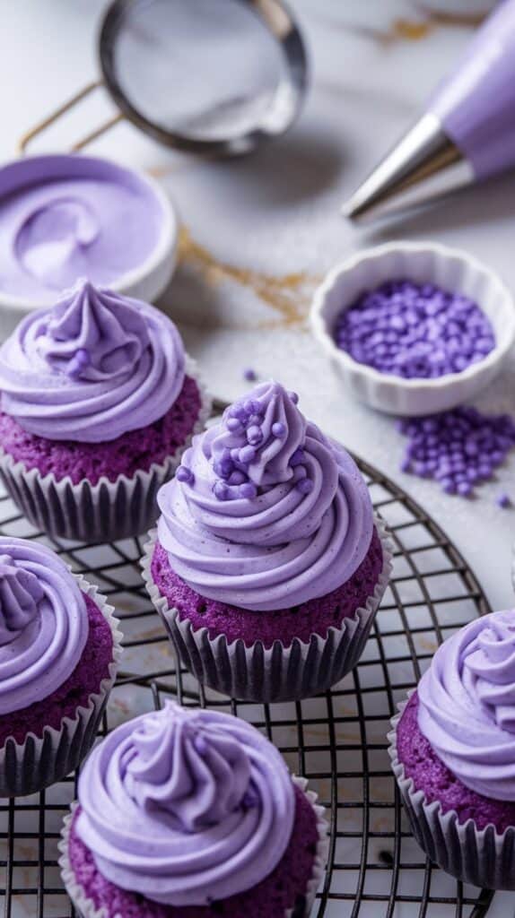 Ube Buttercream Frosted Cupcakes