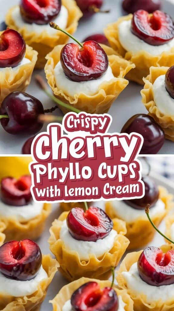 Crispy Cherry Phyllo Cups with Lemon Cream