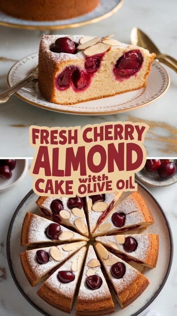 Fresh Cherry Almond Cake with Olive Oil