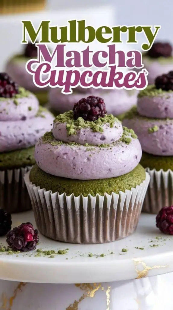 Mulberry Matcha Cupcakes