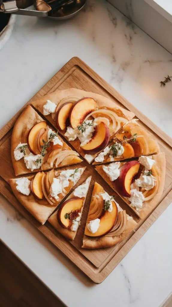 Peach, Caramelized Onion & Goat Cheese Flatbread