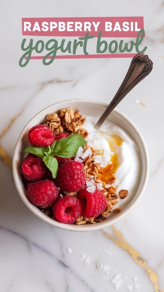 Raspberry Basil Yogurt Bowl