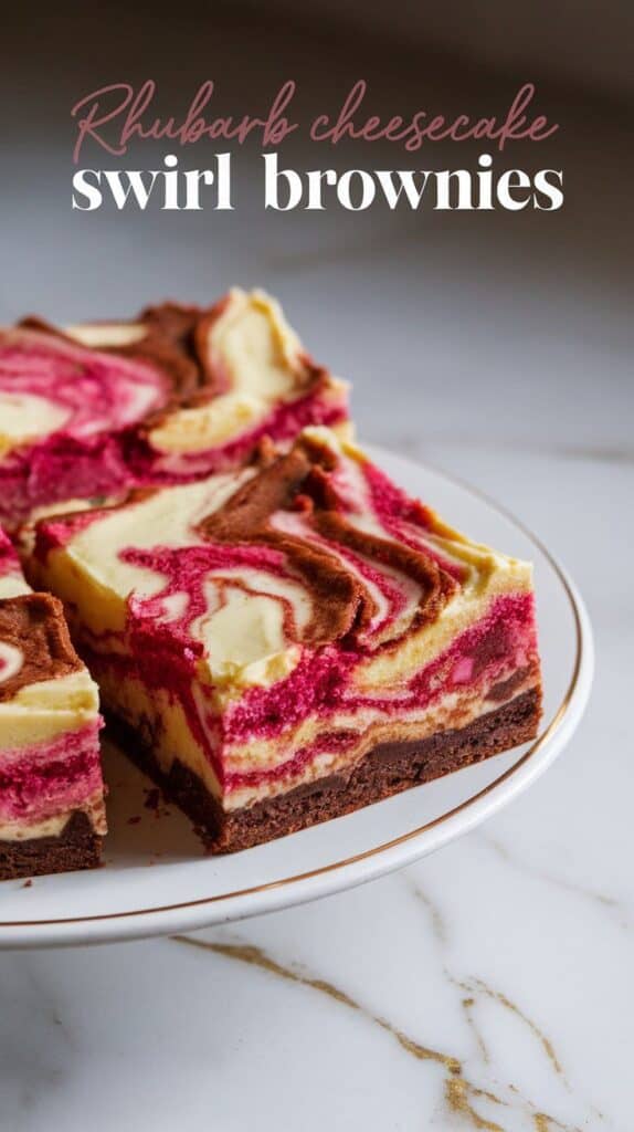 Rhubarb Cheesecake Swirl Brownies