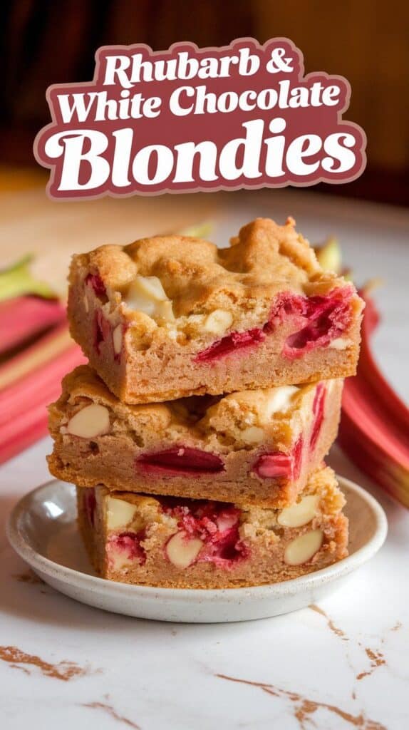 Rhubarb and White Chocolate Blondies