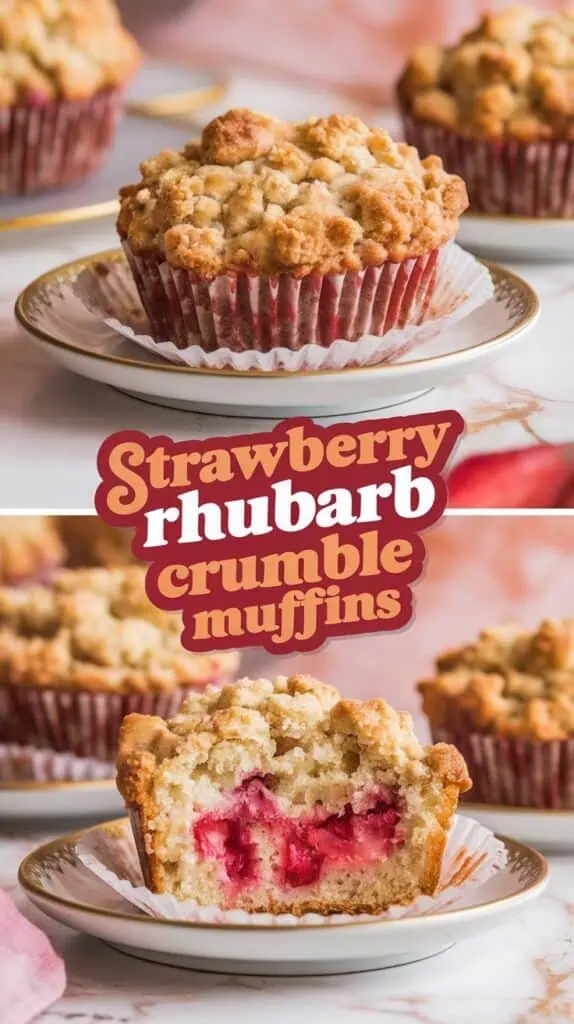 Strawberry Rhubarb Crumble Muffins