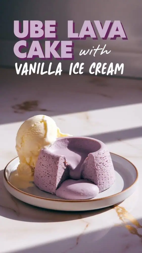 Ube Lava Cake with Vanilla Ice Cream