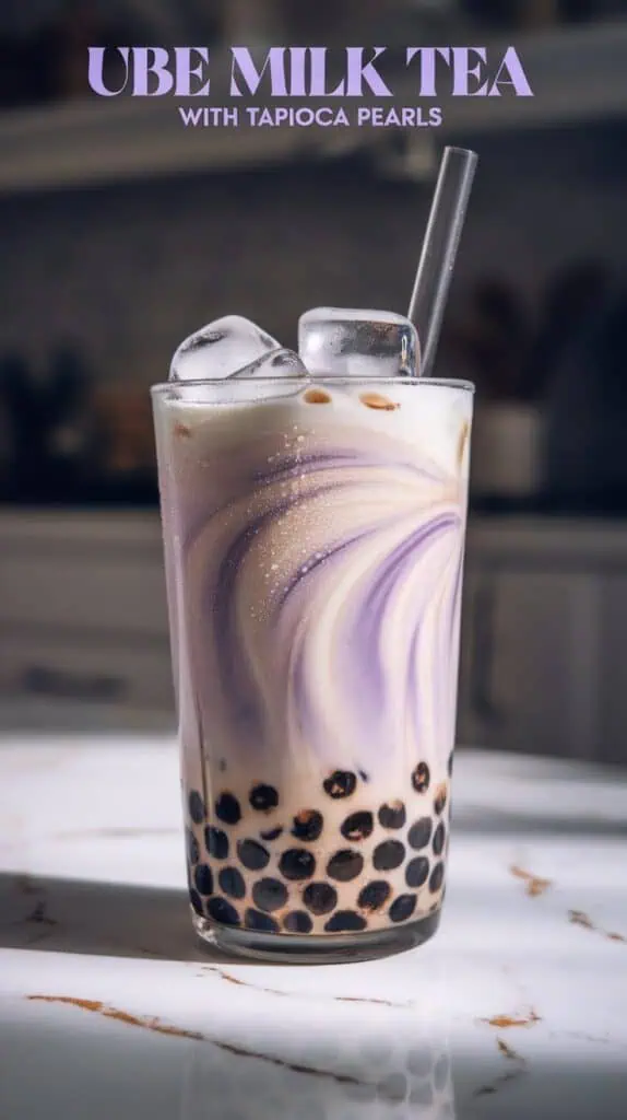 Ube Milk Tea with Tapioca Pearls
