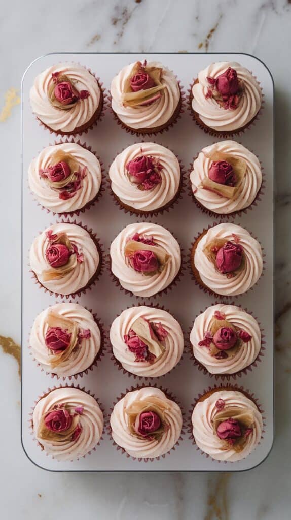 Rhubarb and Rosewater Cupcakes