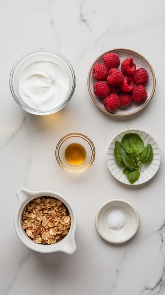 Raspberry Basil Yogurt Bowl