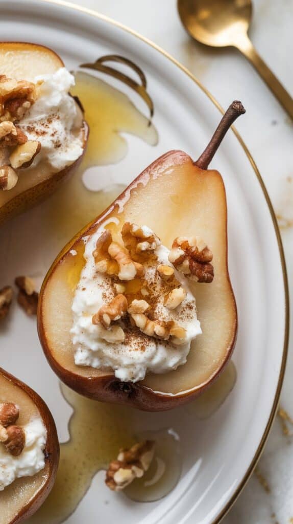 Cottage Cheese Baked Pears with Honey