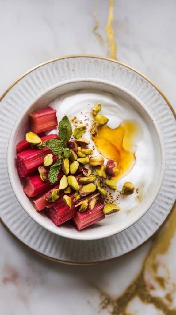 Honey Roasted Rhubarb with Yogurt