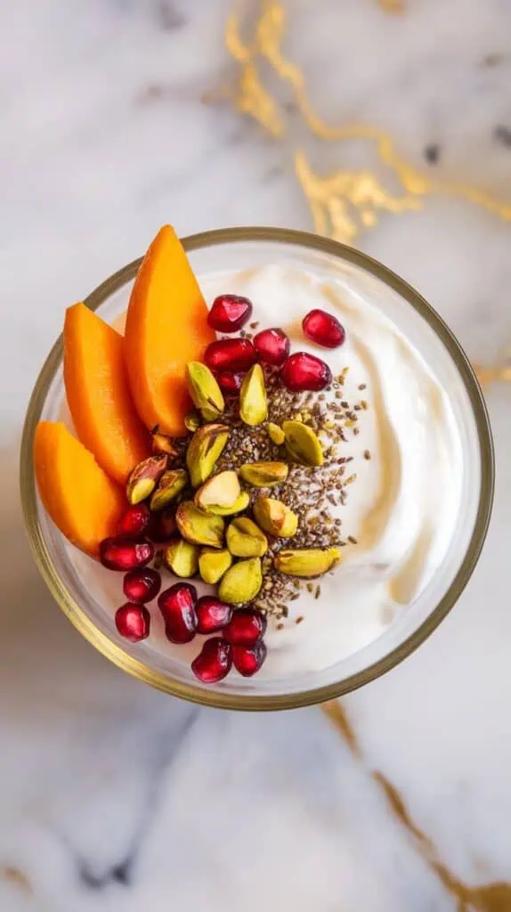 Persimmon Pomegranate Yogurt Bowl