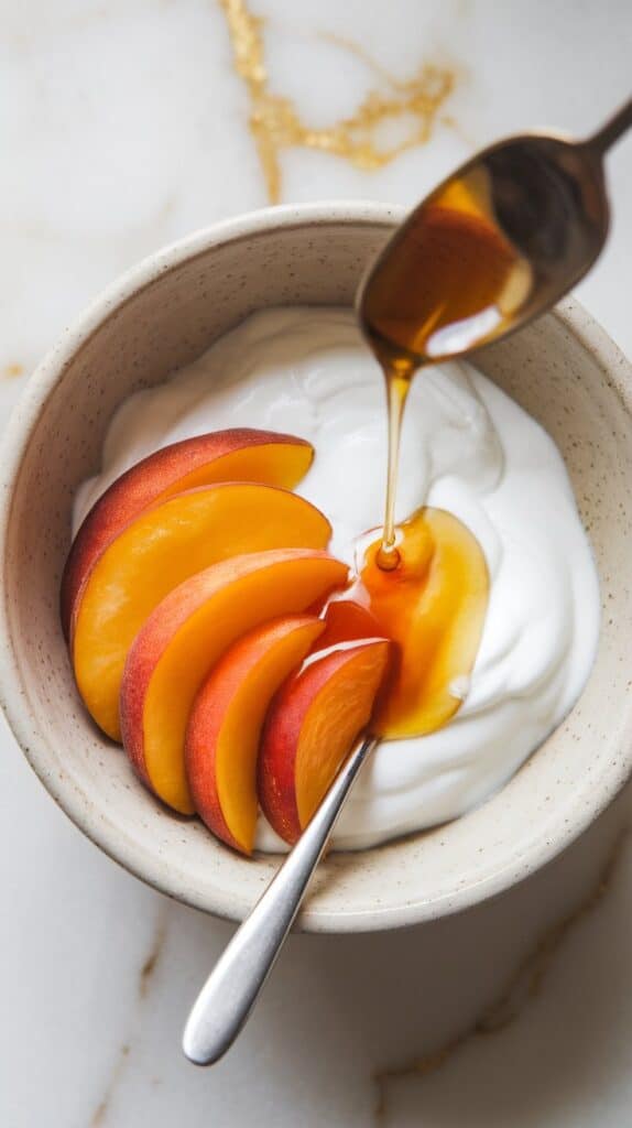 Peach Yogurt Bowl with Honey & Pistachios