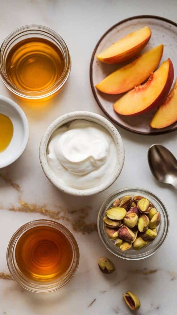 Peach Yogurt Bowl with Honey & Pistachios