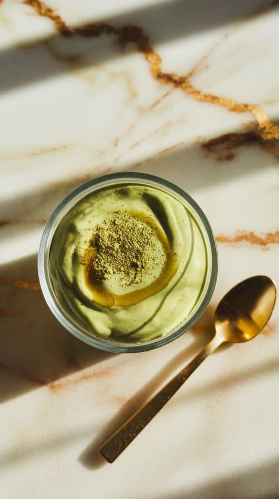 Cottage Cheese Matcha Pudding