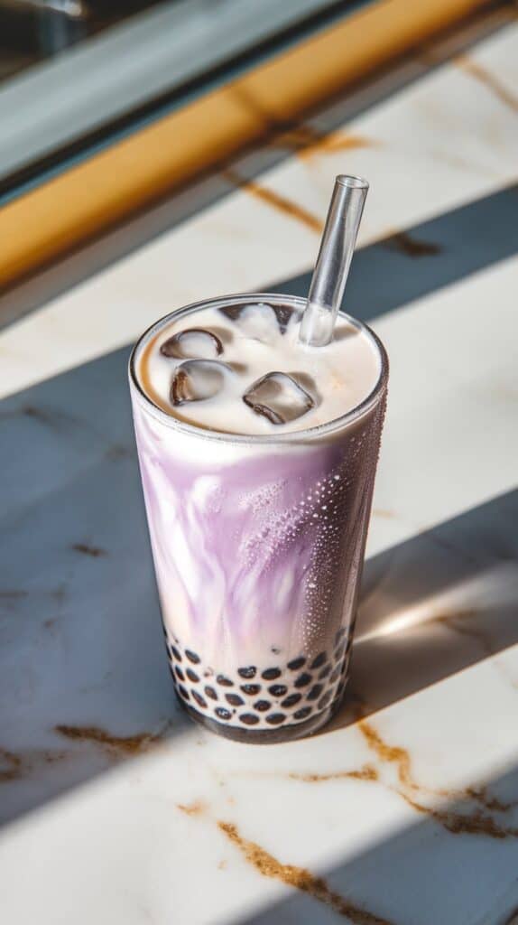 Ube Milk Tea with Tapioca Pearls