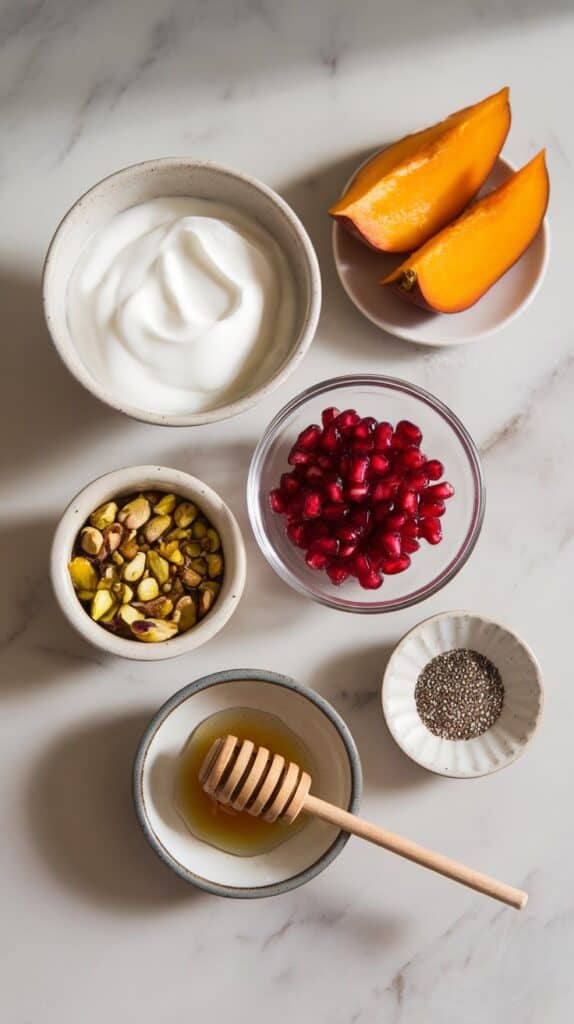 Persimmon Pomegranate Yogurt Bowl