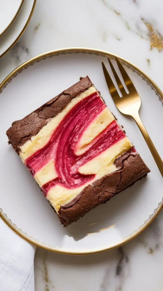 Rhubarb Cheesecake Swirl Brownies