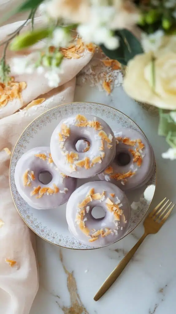 Ube Donuts with Coconut Glaze