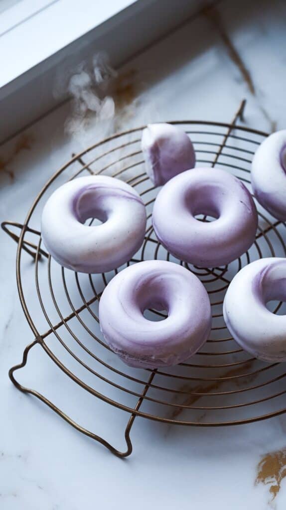 Ube Donuts with Coconut Glaze